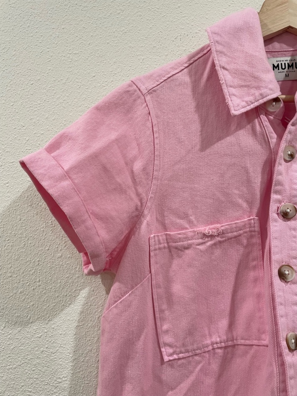 Show Me Your MuMu Range Romper Jumpsuit Pink Button Up NWT Size Medium Summer - Picture 8 of 14